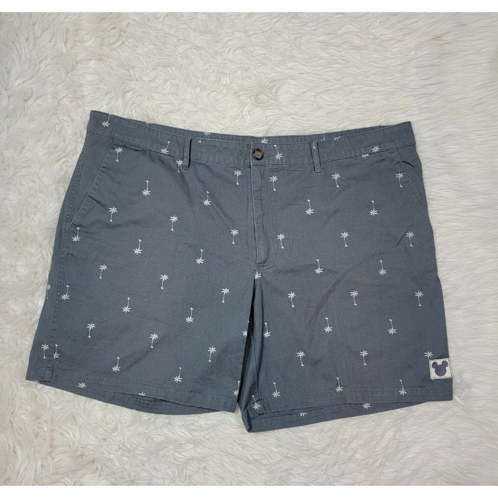 Junk Food Shorts Men's Size XXL Mickey Mouse Front Patch Gray Palm Trees D